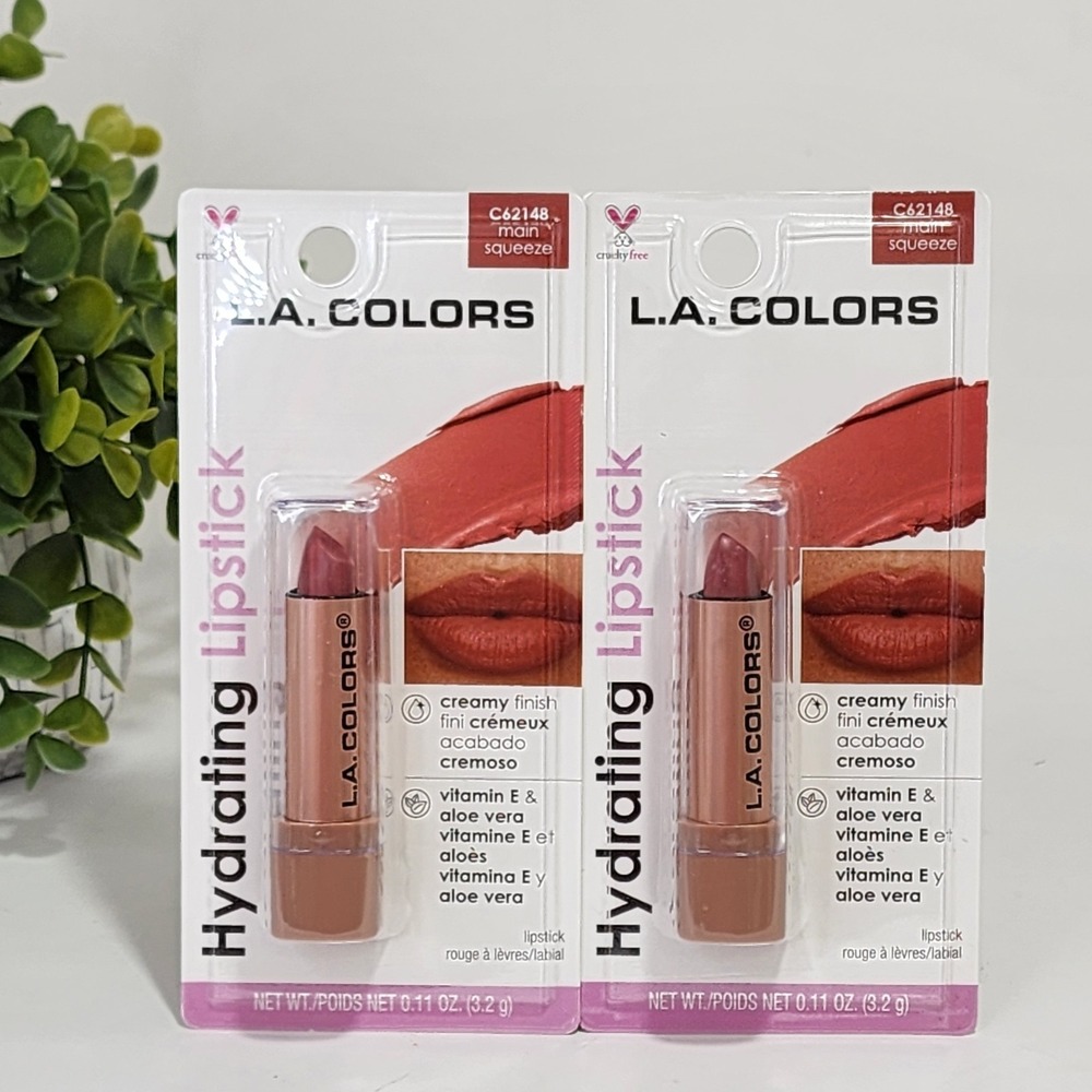 L.A. Colors Hydrating Lipstick Main Squeeze Creamy Finish C62148 - Lot of 2